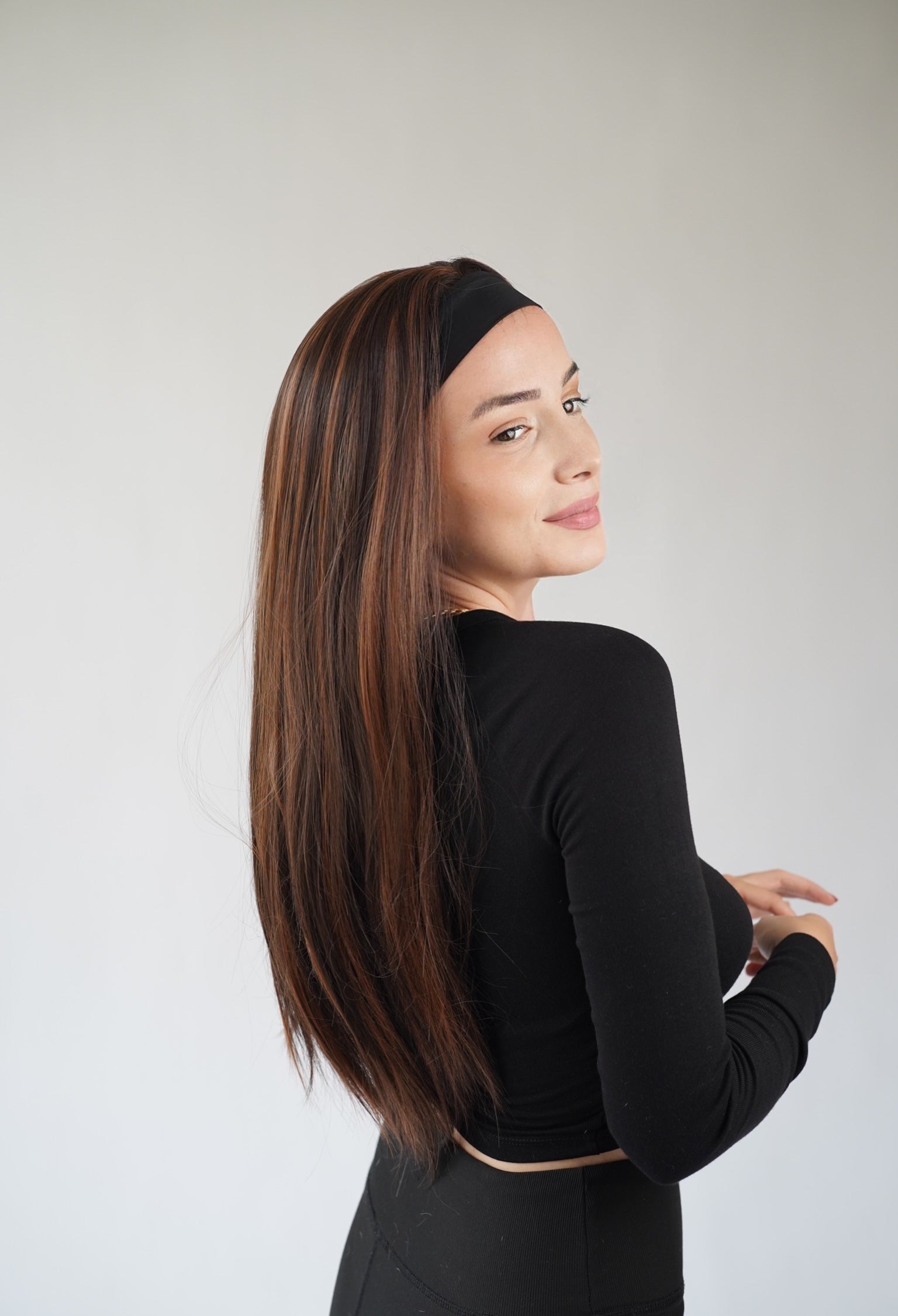Brown Headband Wig Glueless Synthetic Heat Resistant Wigs for Women Everyday wig