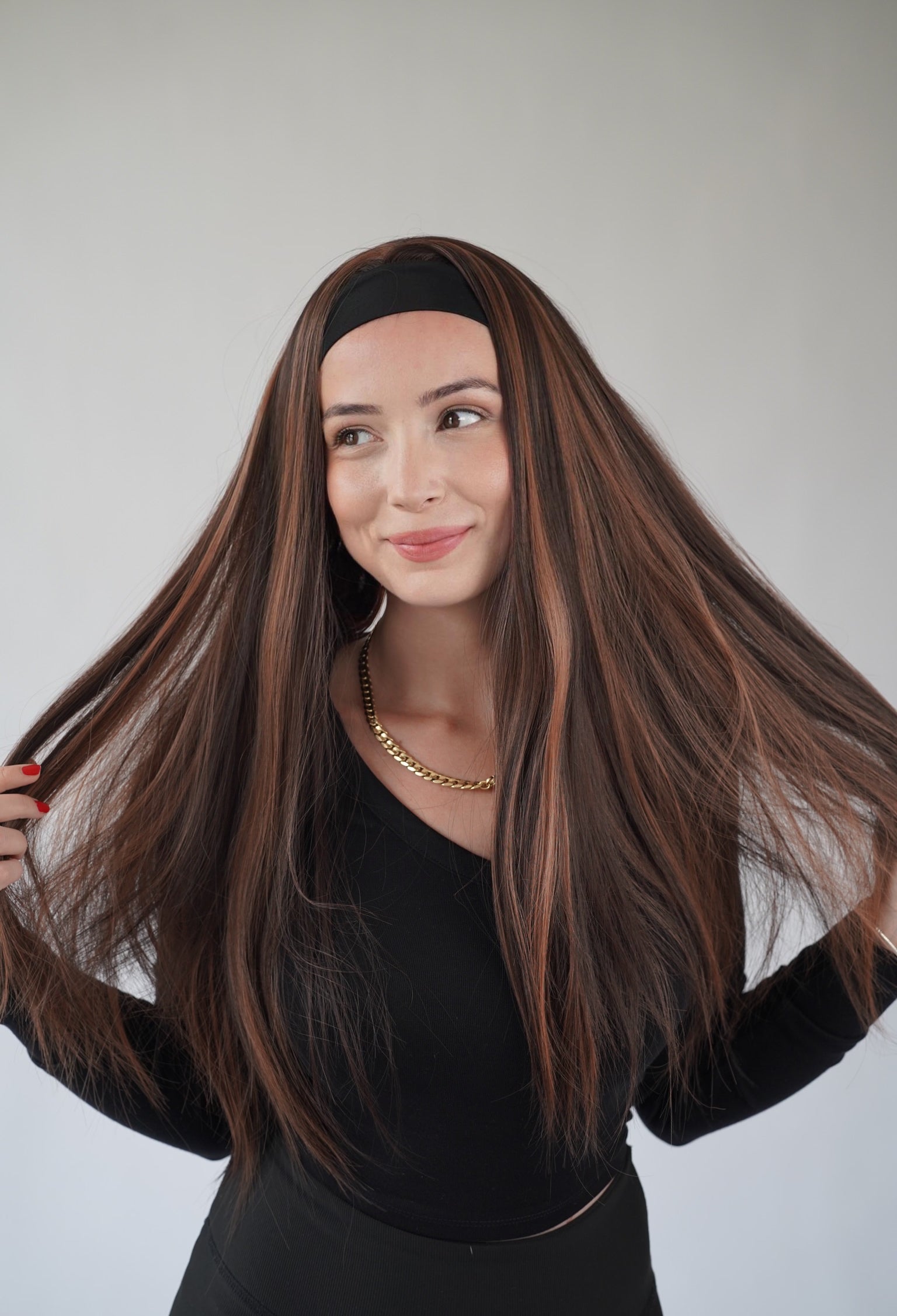 Brown Headband Wig Glueless Synthetic Heat Resistant Wigs for Women Everyday wig