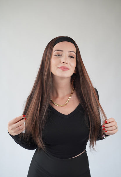 Brown Headband Wig Glueless Synthetic Heat Resistant Wigs for Women Everyday wig