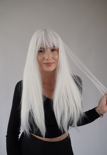 Pearl White Wig Cosplay Wig Elf Wig Silver Lace Front Wig Silver Wig