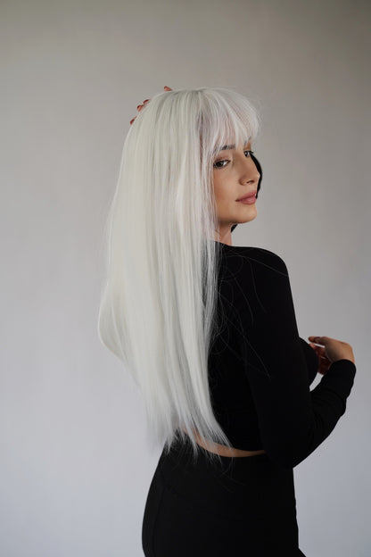 Pearl White Wig Cosplay Wig Elf Wig Silver Lace Front Wig Silver Wig