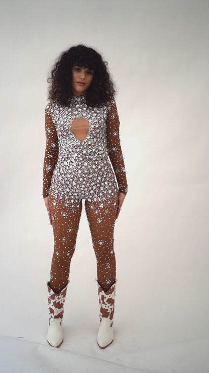See Through Diamond Catsuit