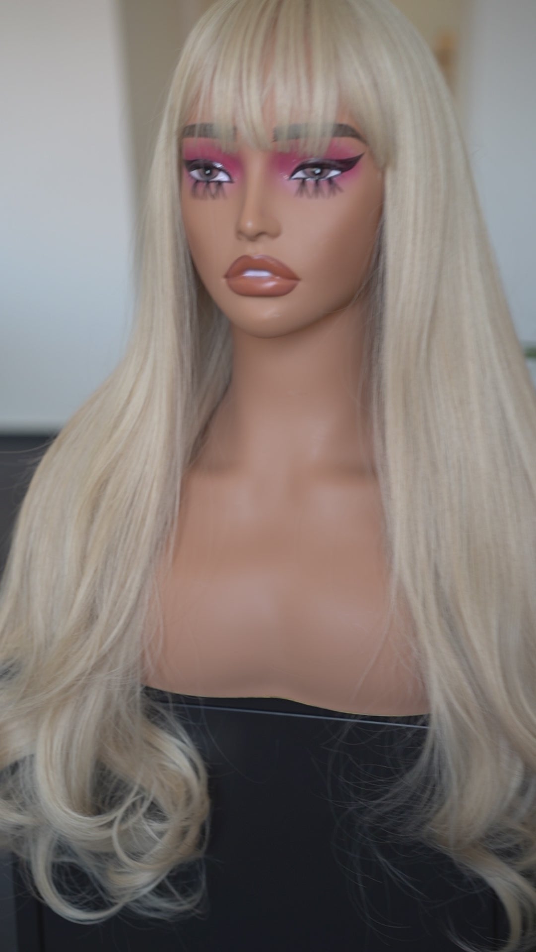 Platinum Ash Blonde Wig with Bangs Barbie Blonde Cosplay Wig Halloween Costume Wig Drag Queen Wig