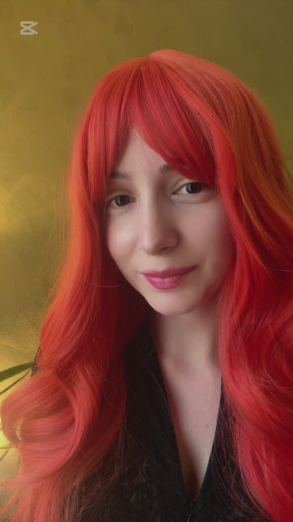Long Wavy Ginger Red Wig with Bangs Jessica Rabbit Cosplay Wig Movie Character Wigs