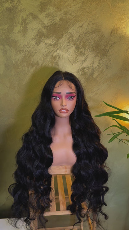 Black Extra Long Curly Lace Front Wig Cosplay Wig Halloween Party Wig 36 inches
