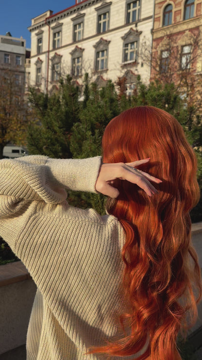 Blonde Ginger Wig with Bangs Orange Copper Wig with Bangs Long Wavy Auburn Wig Cosplay Wig Party Hair Costume Party Accessory Wigs