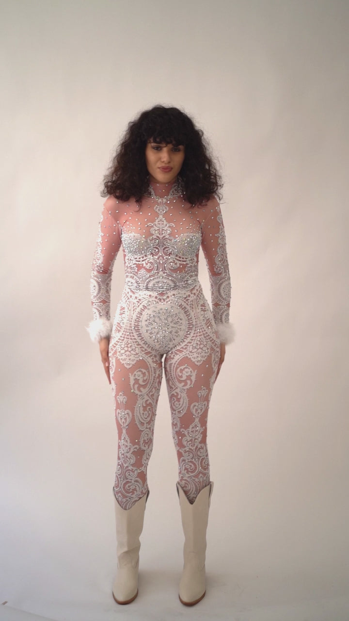 Bridal Lace Pattern Jumpsuit